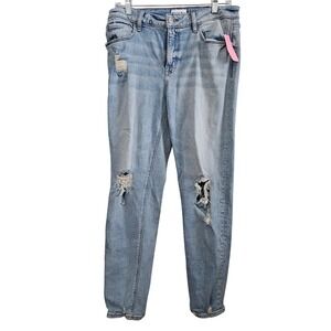 Studio Blue Womens Distressed Skinny Jeans Light Wash Ripped Denim Size 29